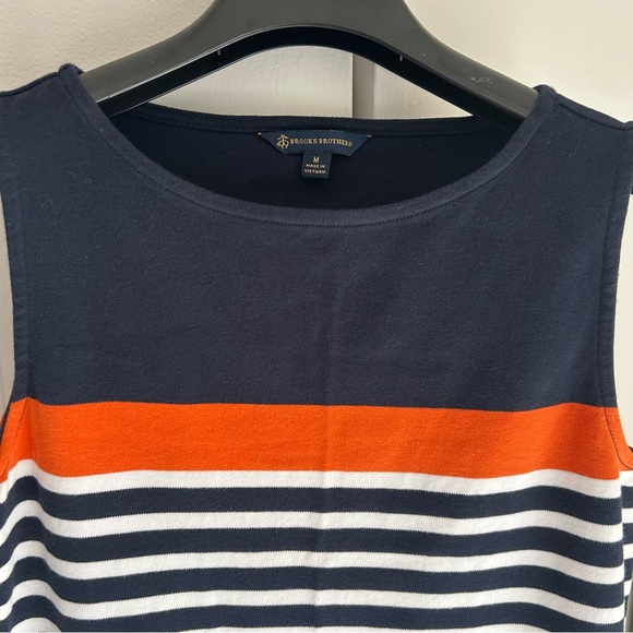 Brooks Brothers Navy/Orange Striped Cotton Dress Medium - Picture 2 of 4
